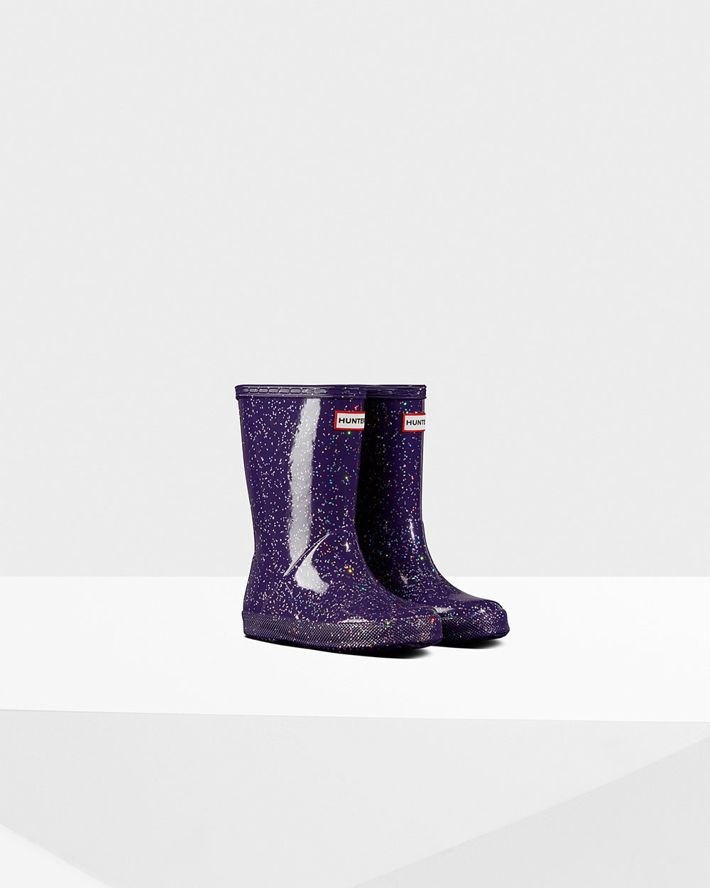 Botas De Agua Hunter Niños Original First Giant Glitter - Azules Moradas - Argentina 5942KINHW